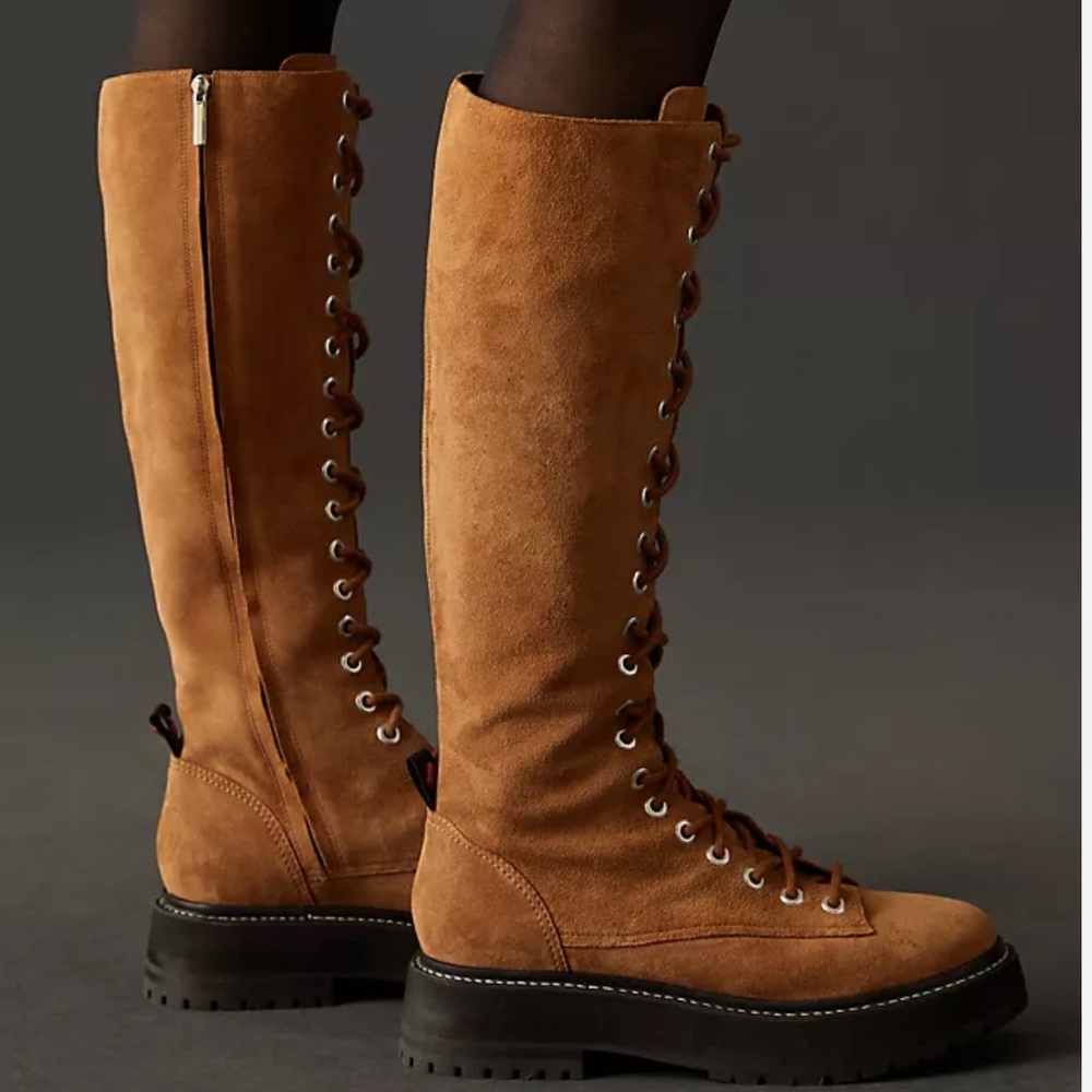 Larroudé Lara lace up Boots in brown size 38.5 - Picture 5 of 11